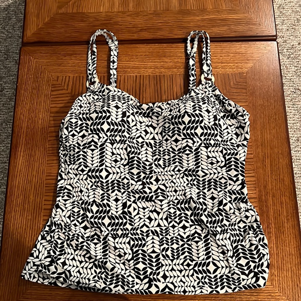 Tankini top with built in bra and gathered sides